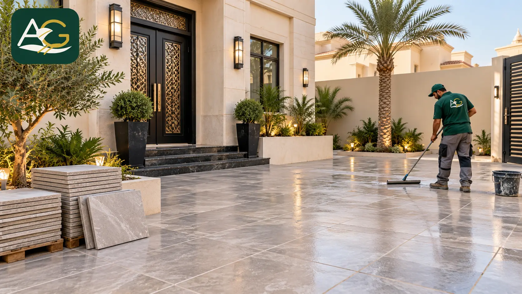 تجديد بلاط الأحواش بالرياض